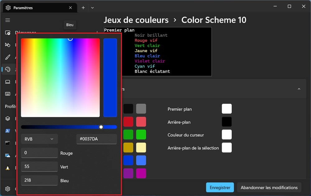 Créer un jeu de couleurs personnalisé sur Windows Terminal