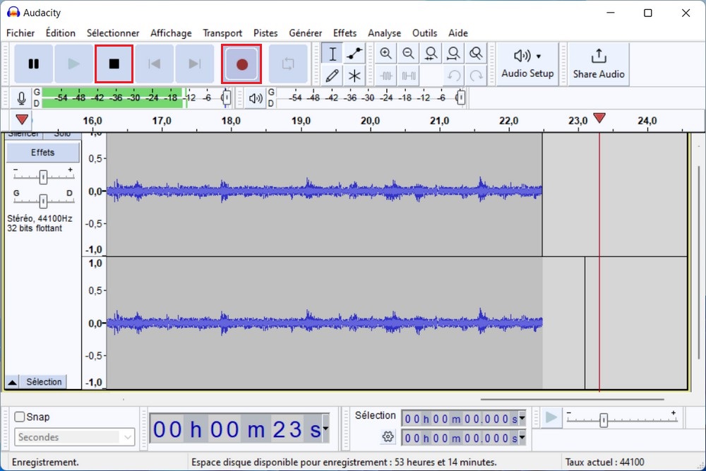 Enregistrer de l'audio avec l'application Audacity