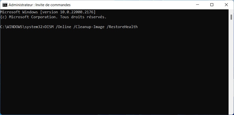 Exécuter les commandes de réparation d'image système