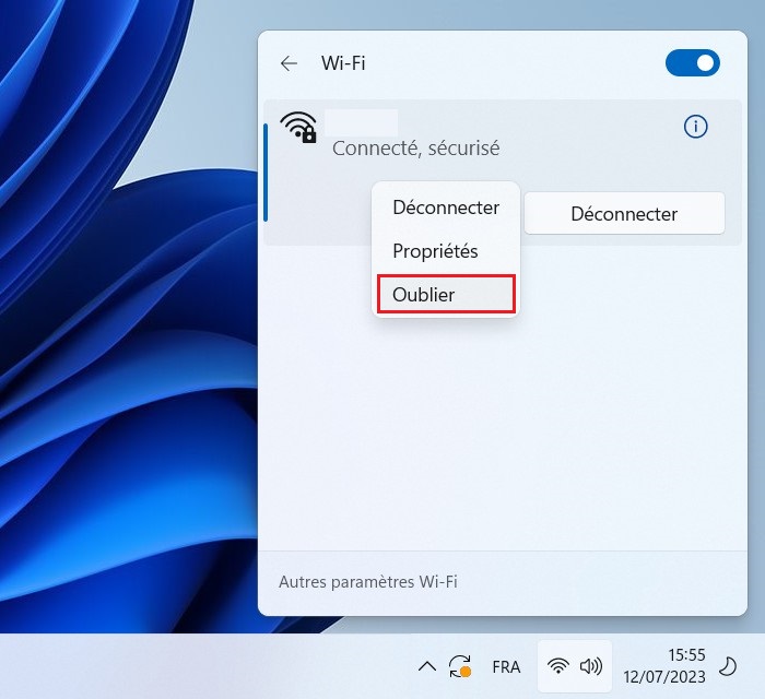 Oublier un réseau Wi-Fi enregistré sur Windows 11