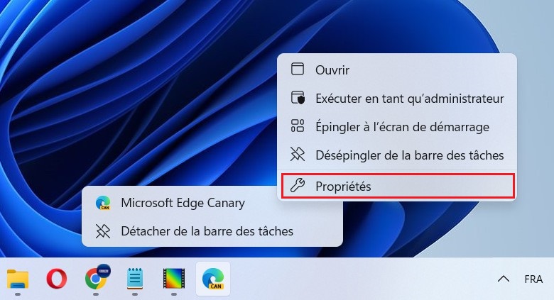 Propriétés Microsoft Edge