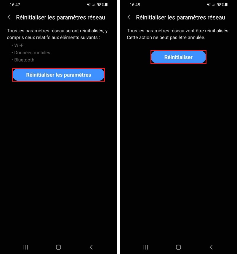 Réinitialiser les paramètres réseau sur Android