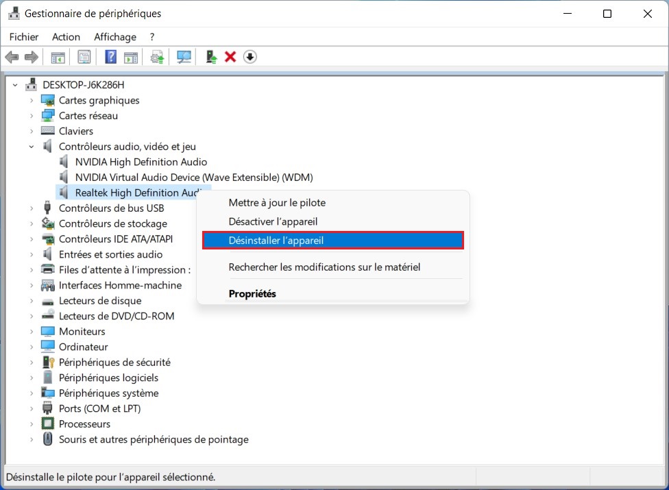Réinstaller les pilotes audio sur Windows 11