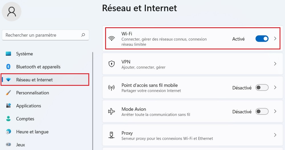 Réseau et Internet - Windows 11