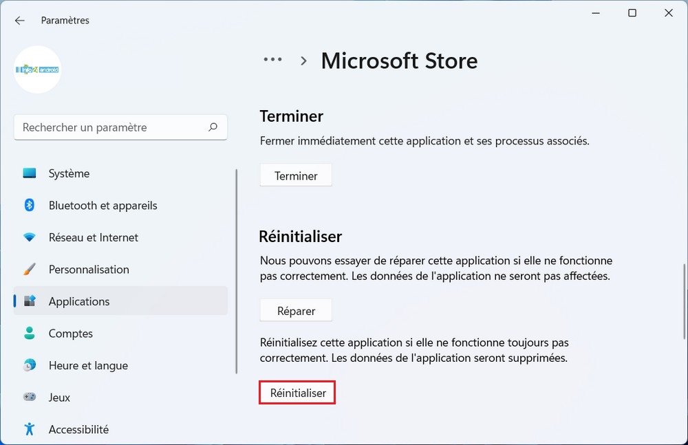 Supprimer le cache du Windows Store