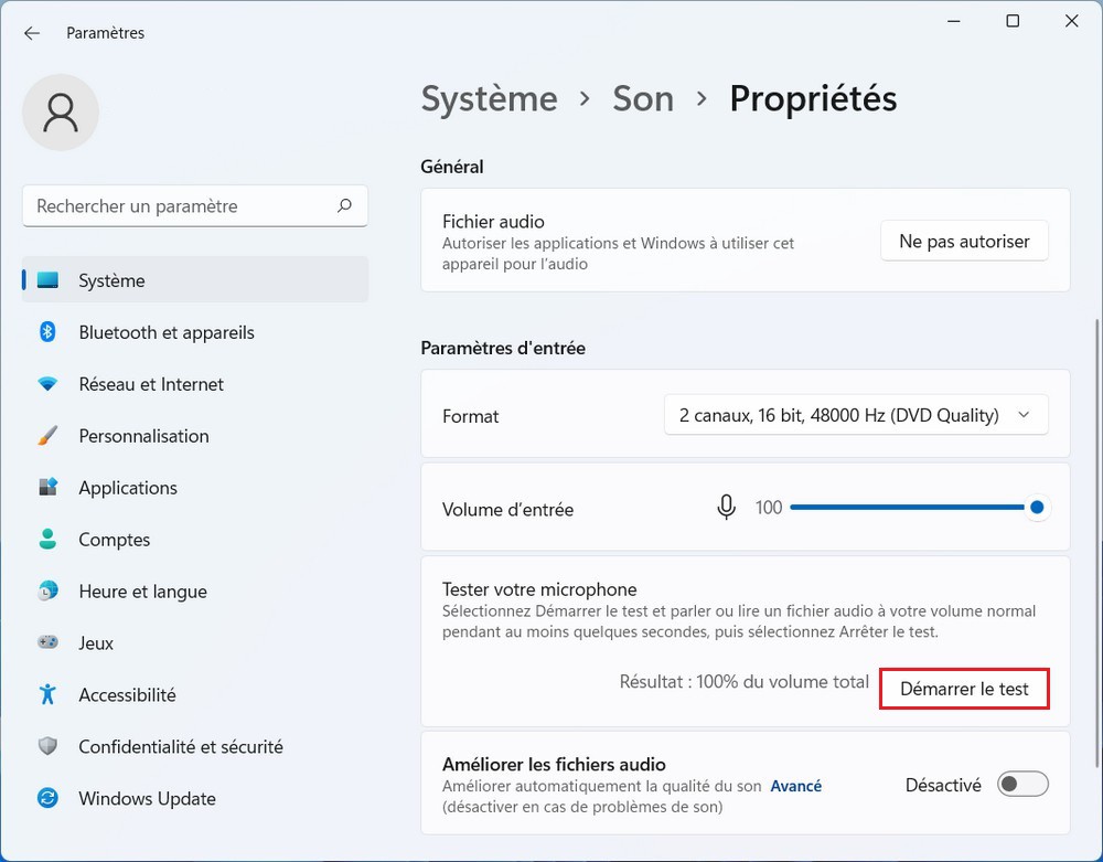 Tester son microphone sur Windows 11