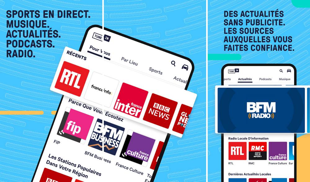 TuneIn Radio - meilleure application de musique gratuites
