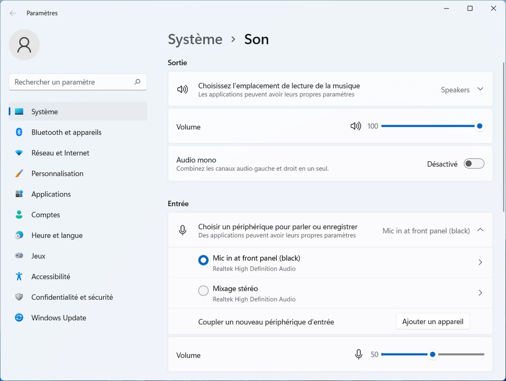 Vérifier les paramètres audio de Windows 11