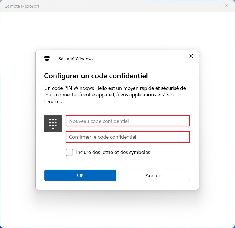 Changer le code PIN Windows Hello