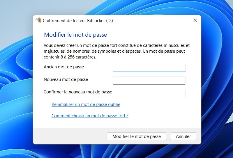Changer le mot de passe BitLocker