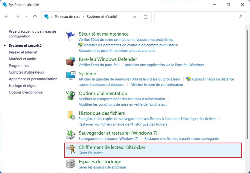 Chiffrement de lecteur BitLocker
