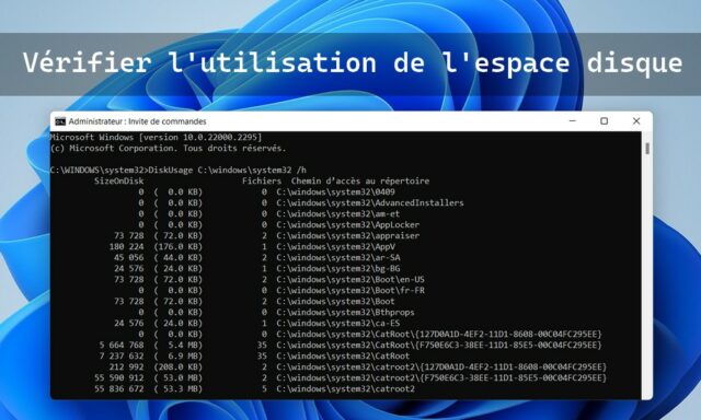 Comment vérifier l'espace disque avec la commande DiskUsage