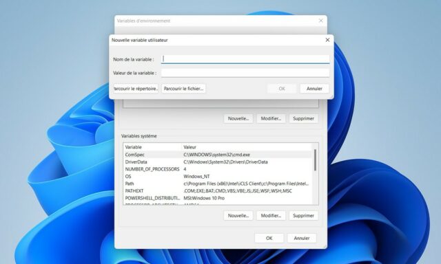 Créer des variables d'environnement personnalisées sur Windows 11