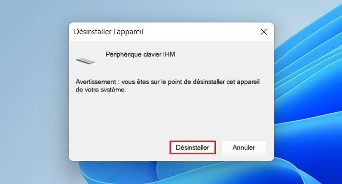 Désinstaller le pilote clavier