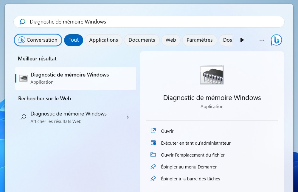 Diagnostic de mémoire Windows