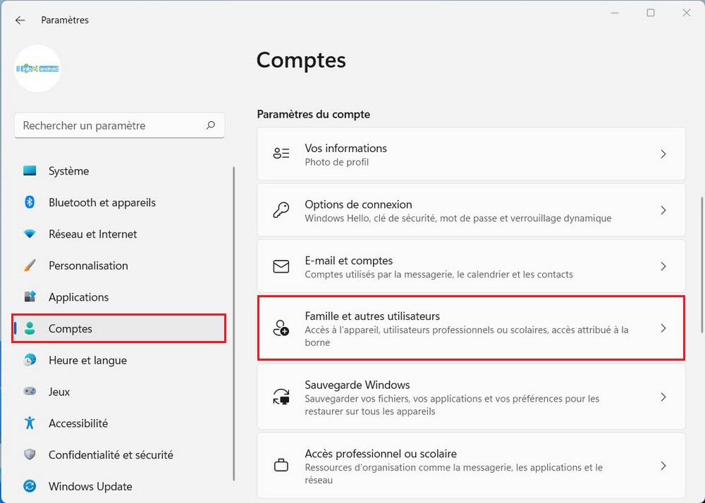 Famille et autres utilisateurs