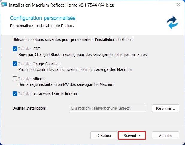 Installation de Macrium Reflect