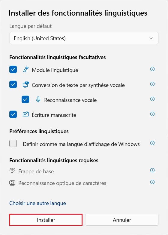 Installer Anglais sur Windows 11