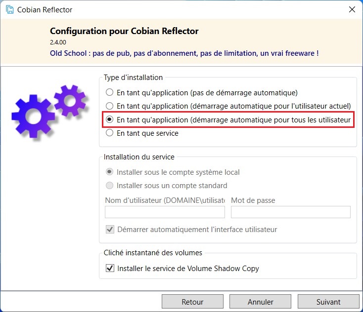 Installer Cobian Reflector