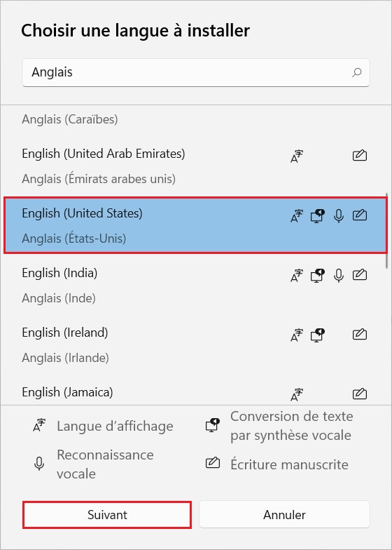 Installer la langue sur Windows 11