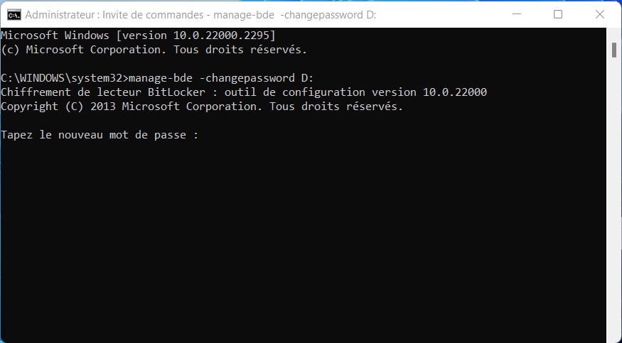 Modifier le mot de passe BitLocker