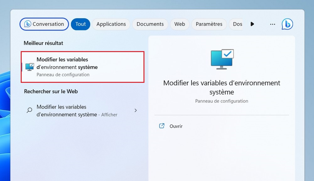 Modifier les variables d'environnement système