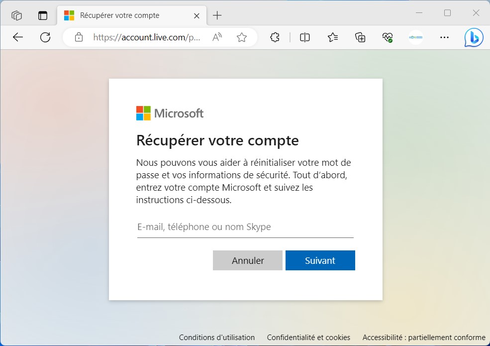 Réinitialiser le mot de passe oublié de Windows 11