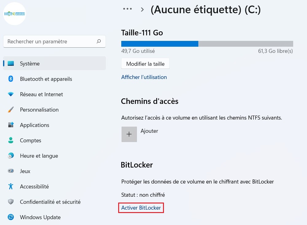 Sauvegarder la clé de récupération BitLocker