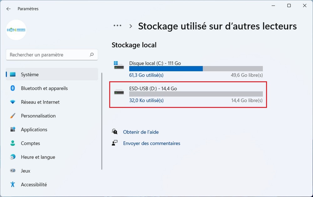 Sélectionnez le lecteur secondaire