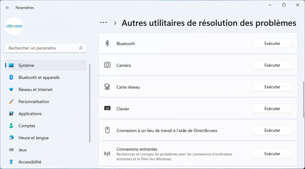 Utilitaire de résolution des problèmes de carte réseau