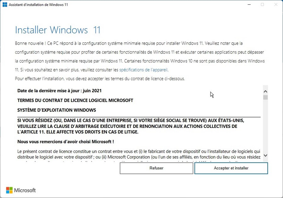 Assistant d'installation de Windows 11