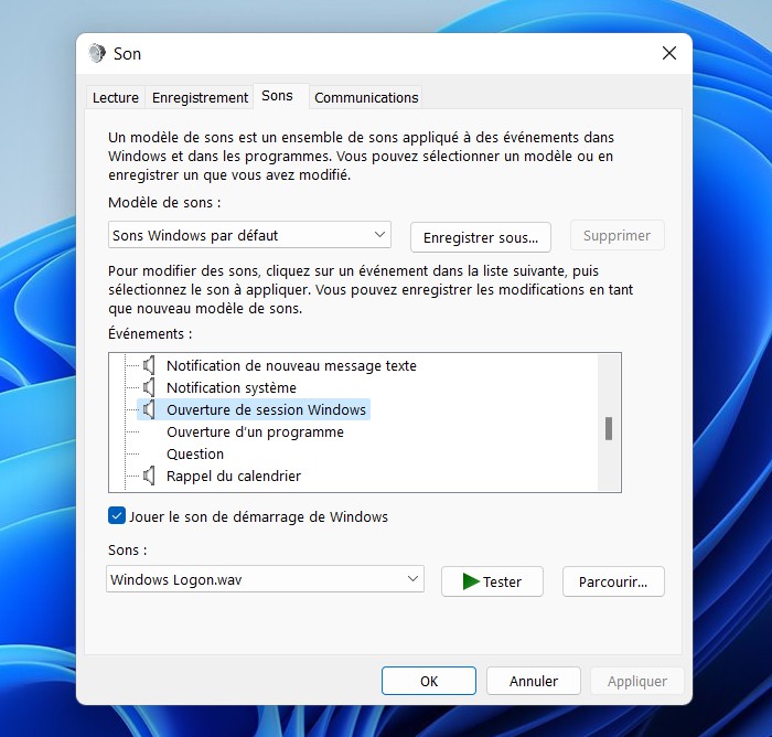 Changer le son de démarrage de Windows 11
