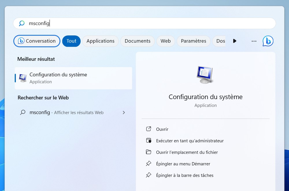 Configuration du système