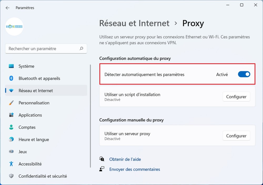 Configurer le Proxy sous Windows 11