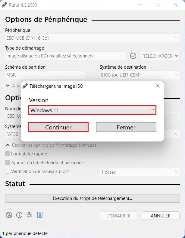 Créer une clé USB bootable de Windows 11