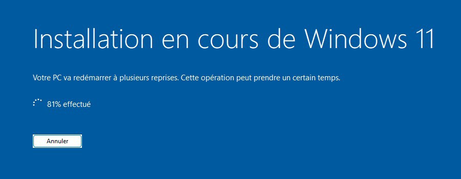 Installation en cours de windows-11