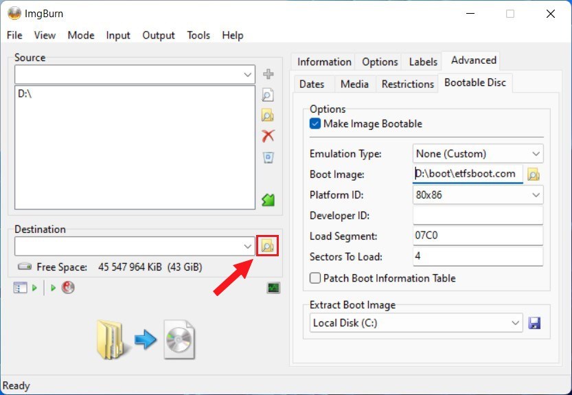 Le dossier de destination