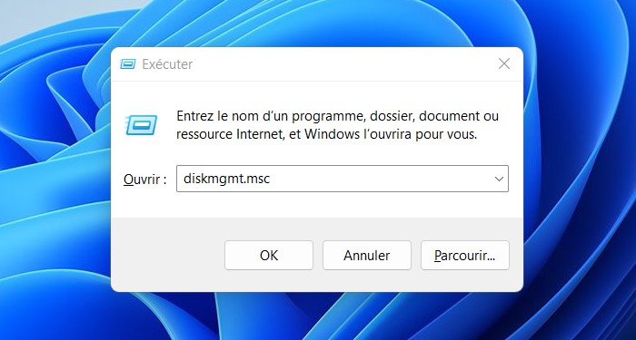 Ouvrir Gestion des disques