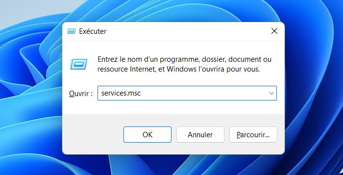 Ouvrir l'application Services