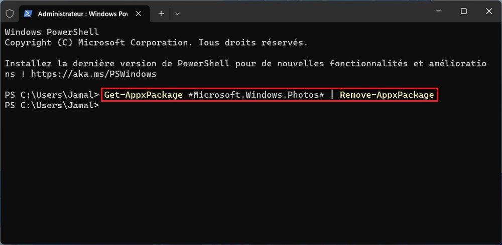 Réinstaller l'application Photos avec PowerShell