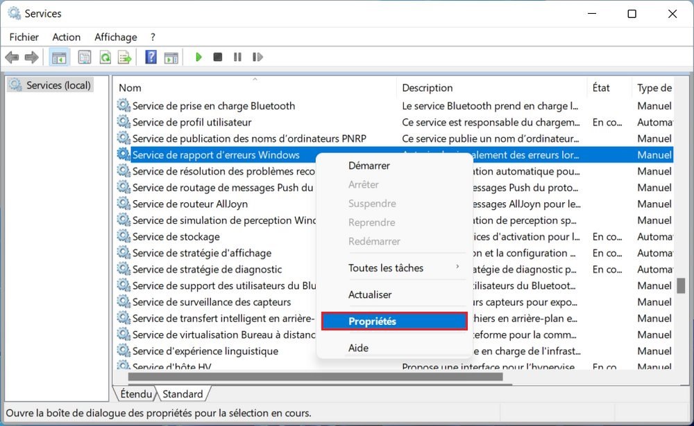 Service de rapport d'erreurs Windows