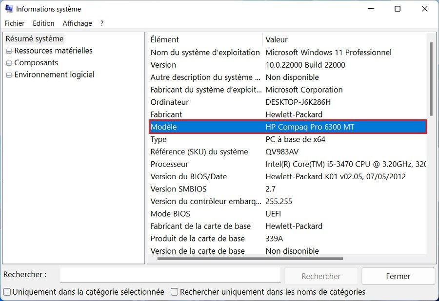 Connaître le modèle de son PC