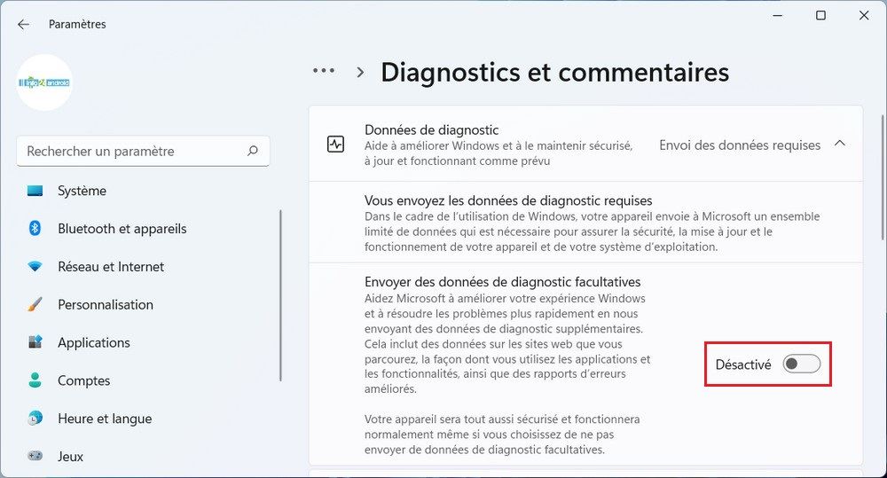 Diagnostics et commentaires