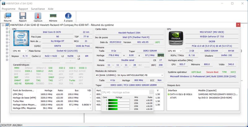 HWiNFO - outil de diagnostic matériel