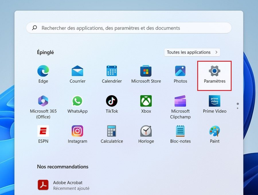 Le menu Démarrer Windows 11