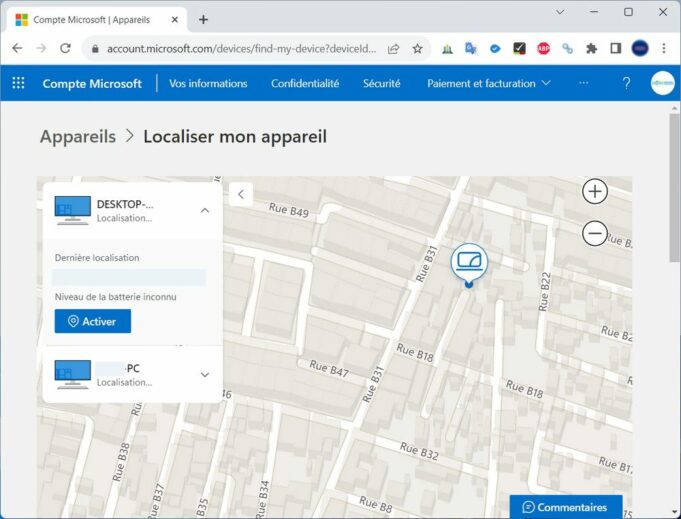 Windows 11 localiser un ordinateur perdu ou volé