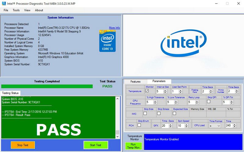 Outil de diagnostic des processeurs Intel