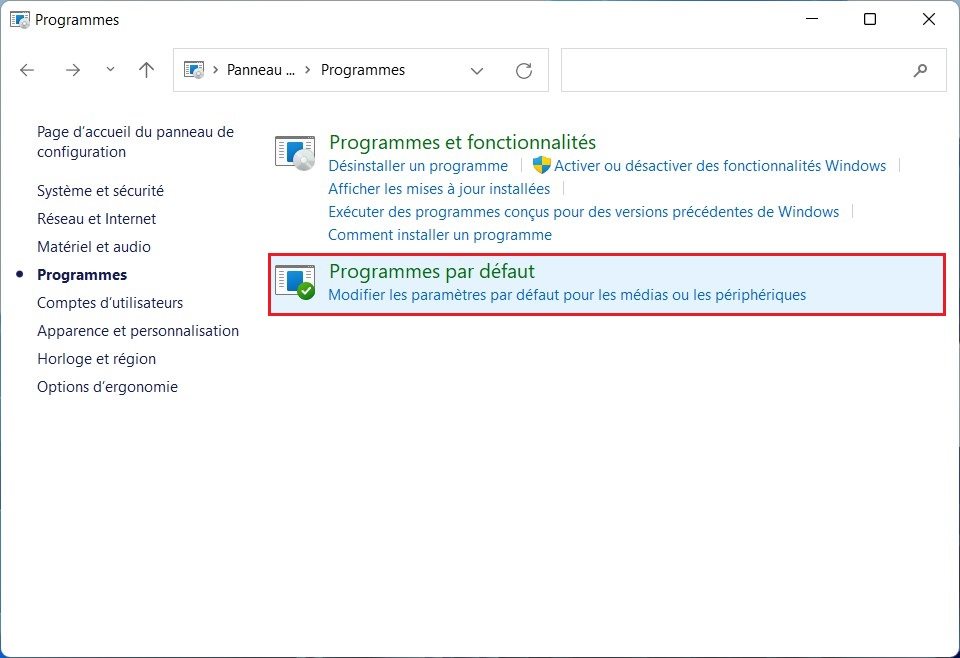 Panneau de configuration