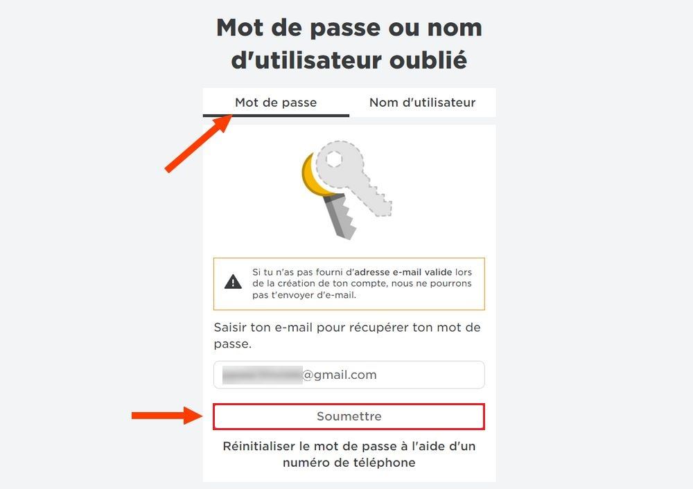 Réinitialiser votre mot de passe Roblox