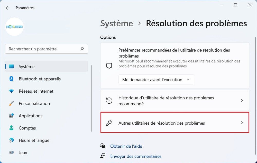 Résoudre les problèmes Windows 11